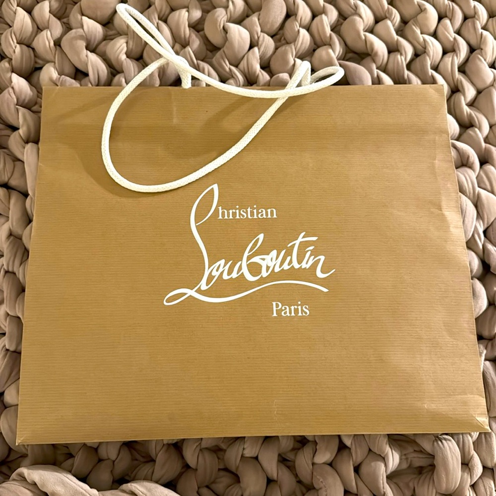 Louboutin shopping bag, fits a large shoe box (boot size)
